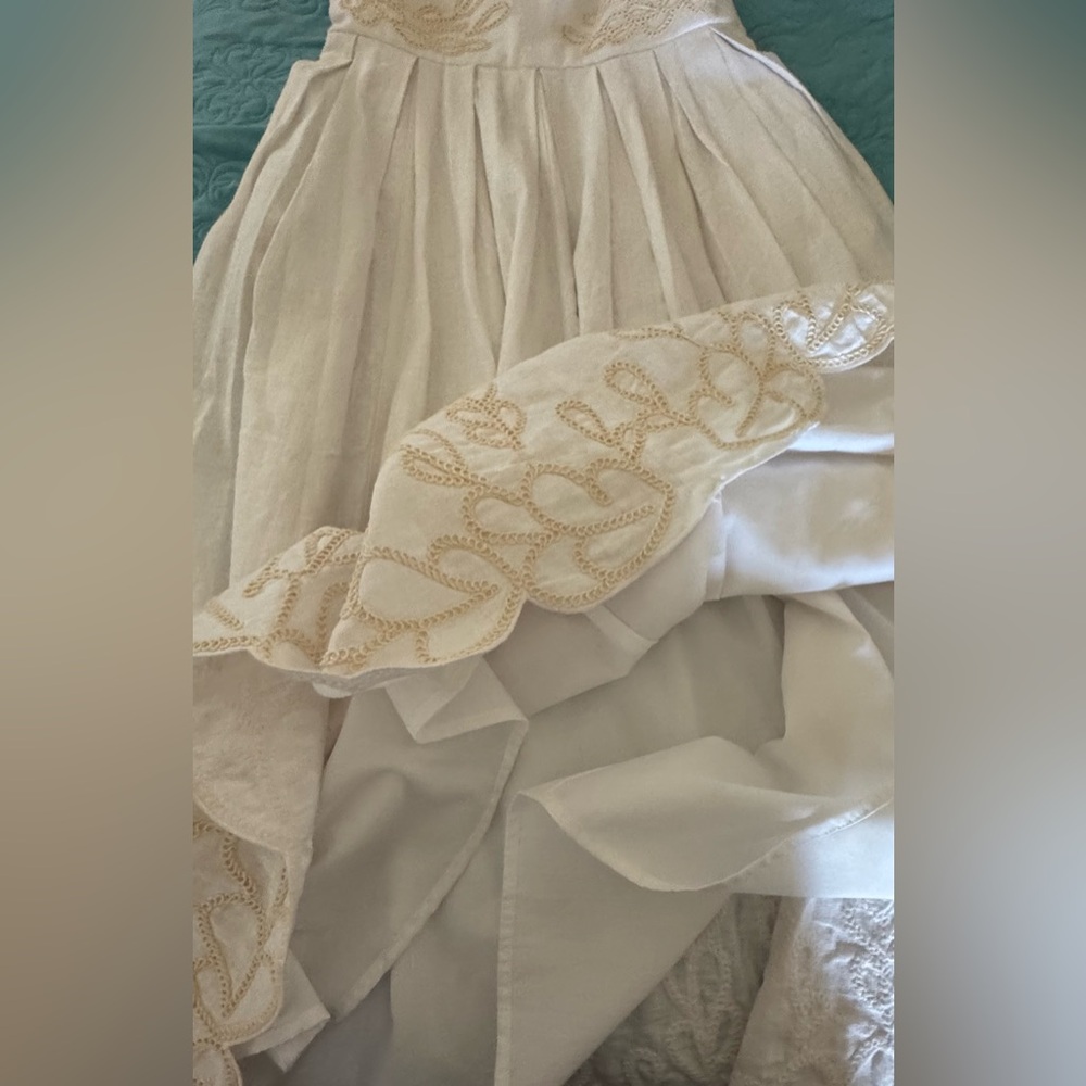 Christian LaCroix white w/ cream embroidery smocked back sundress. Size S lined - Picture 7 of 14